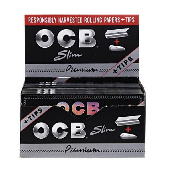 OCB Premium Rolling Papers + Tips | Slim | 24 Count Display product image