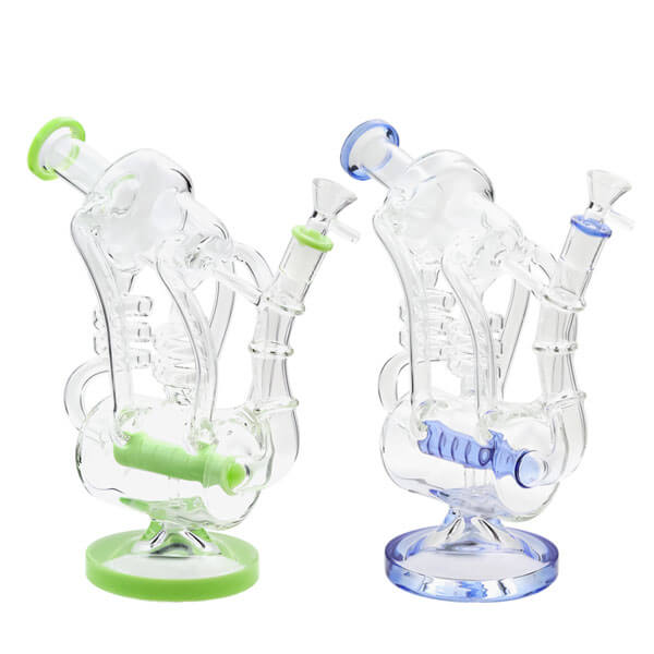 Telescope Inline Perc with Coil Recycler Waterpipe | 12 inch | Assorted Colors product image