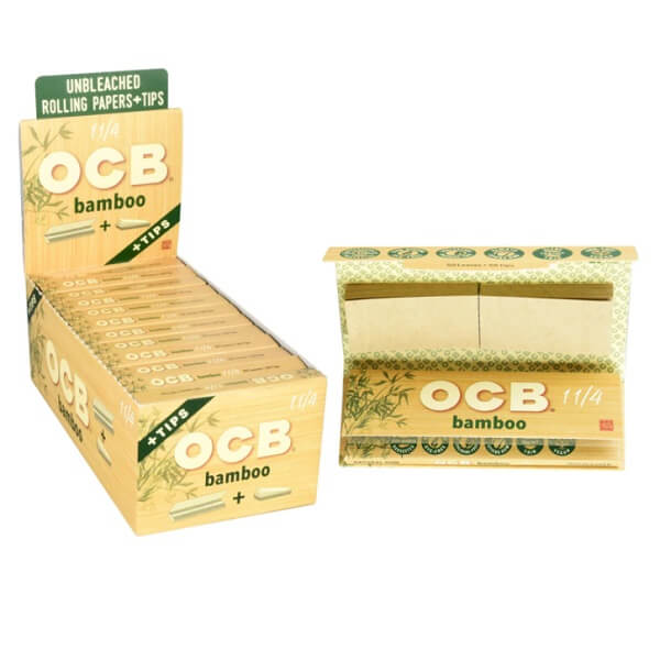 OCB Bamboo Rolling Papers + Tips | 1 1/4 | 24 Count Display product image