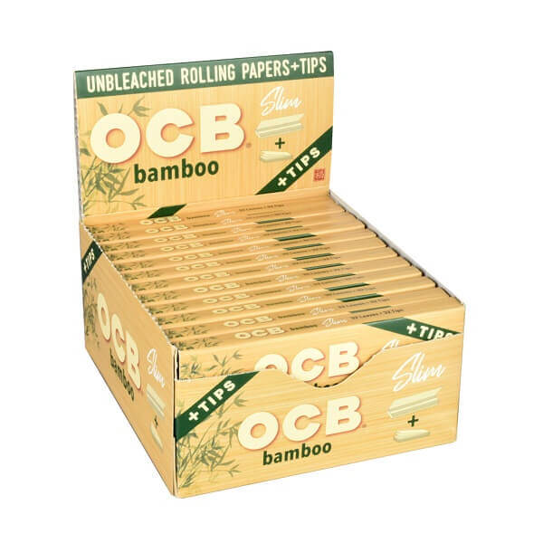 OCB Bamboo Rolling Papers + Tips | King Size Slim | 24 Count Display product image