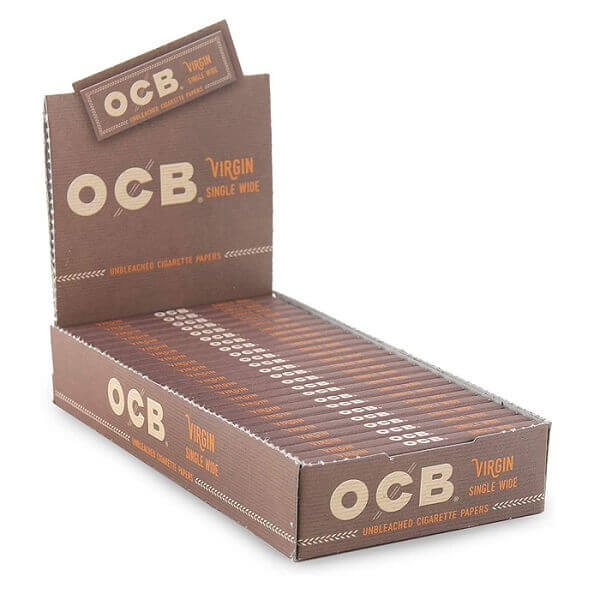 OCB Virgin Unbleached Rolling Papers | Single Wide | 24 Pack Display product image