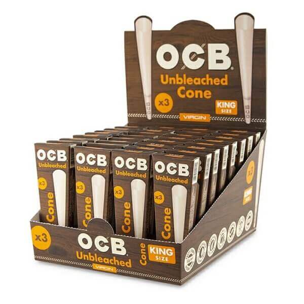 OCB Unbleached Cone | King Size | 3 Cones Per Pack | 32 Count Display product image