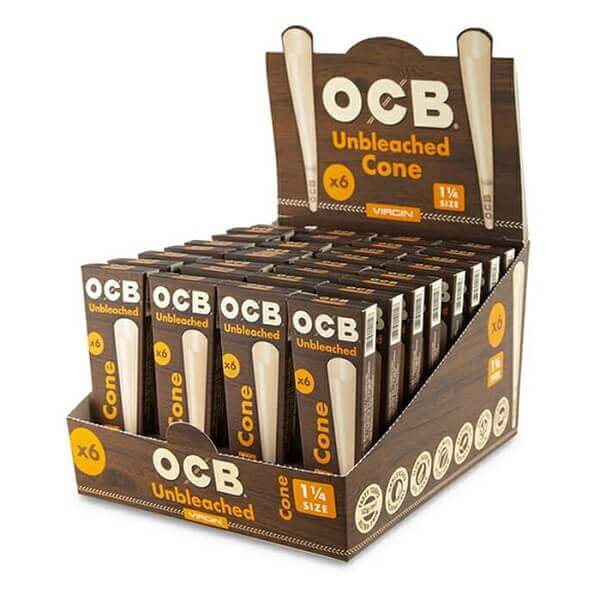 OCB Unbleached Cone | 1 1/4 | 6 Cones Per Pack | 32 Count Display product image