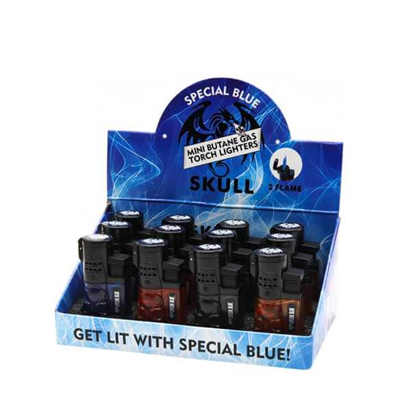 Special Blue Skull Double Flame Lighter (LT-130M) | 12 Count Display product image