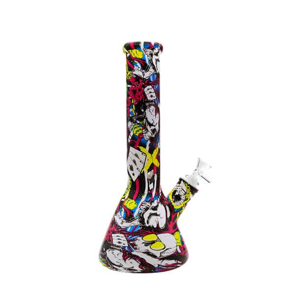 Water Print Glass Beaker Skull with Glass | 14 inch product image