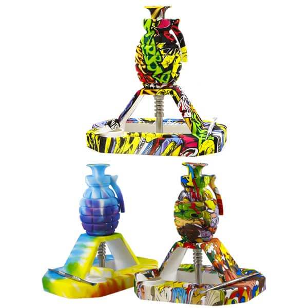 Silicone Grenade Nectar Collector With Tray Assorted | 14mm | 10 inch product image