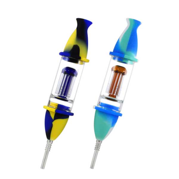Silicone Middle Glass Tree Perc Nectar Collector | 10mm | 8 inch | Assorted Colors product image