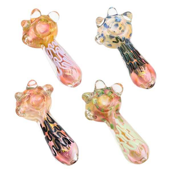 Heavy Gold Fumed Studs Gauntlet Handpipe | 5 inch | Assorted Colors product image