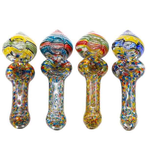 Heavy Fritted with 2 Bowl Handpipe | 5.5 inch | Assorted Colors product image