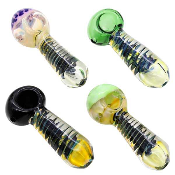 Heavy Black Tube Deco Swirl Handpipe | 5 inch | Assorted Colors product image