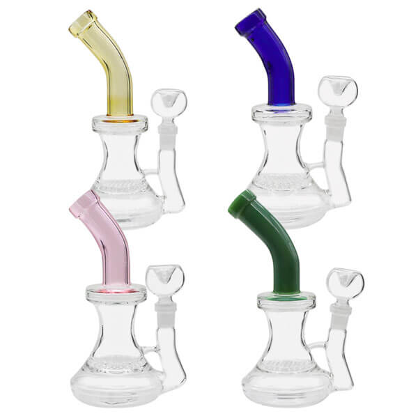 Big Flat Base Honeycomb Waterpipe | 8 inch | Assorted Colors product image