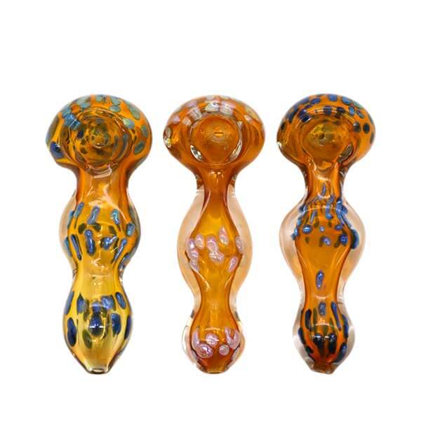 Flat Middle Golden Fumed Handpipe | 5 inch | Assorted Colors product image