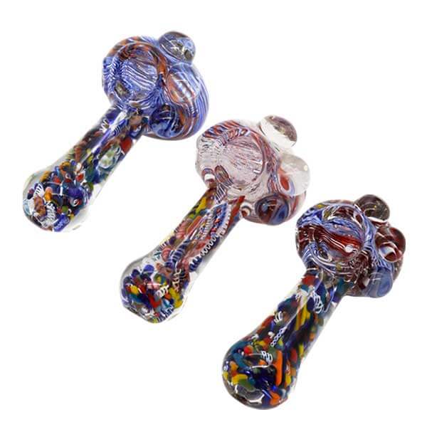 Big Front 3 Marble Heavy Handpipe | 5 inch | Assorted Colors product image