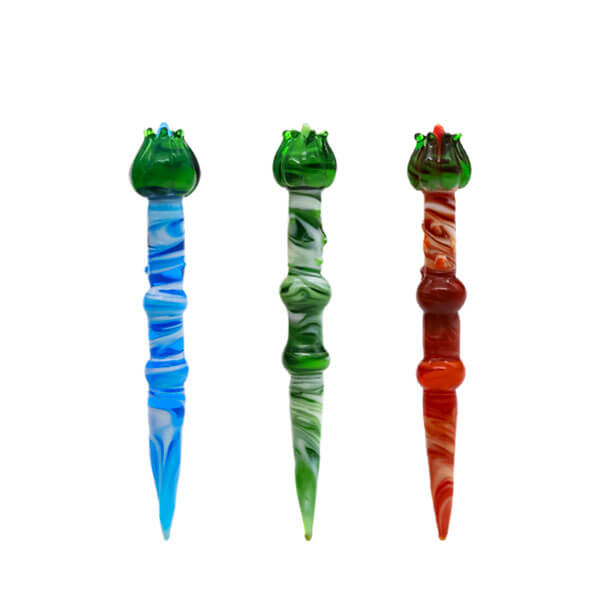 Flower Top Heavy Glass Dabber (GD-71) | 5 inch | Assorted Colors product image