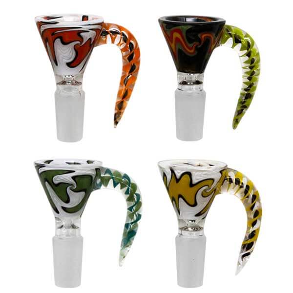 Full Wig Wag One Horn Bowl (Q955) | 14mm | Male | Assorted Colors product image