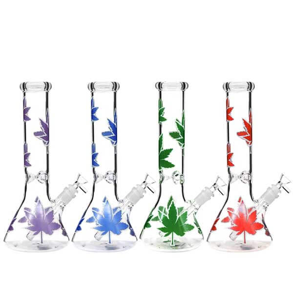 Leaf Glow in the Dark 5mm Beaker Waterpipe (XD-501) | 12 inch | Assorted Colors product image