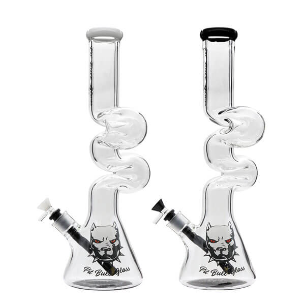 Pitbull Triple Zig Zag 9mm Beaker Waterpipe | 18 inch | Assorted Colors product image