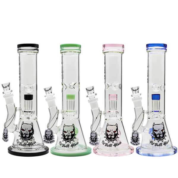 Pitbull Beaker with Double Showerhead Perc Waterpipe | 12 inch | Assorted Colors product image