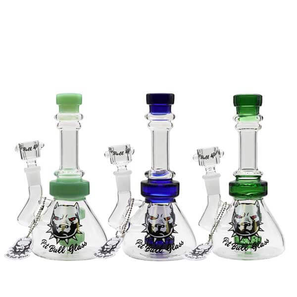 Pitbull Mini Beaker Rig Double Gear Showerhead Waterpipe | 8 inch | Assorted Colors product image