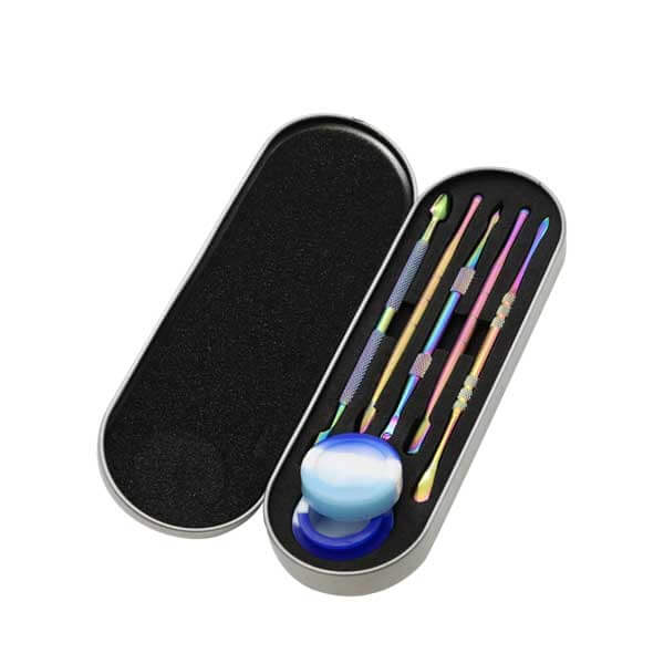 Rainbow 5 Piece Dab Tools & Jar with Metal Case (207-H-053) product image