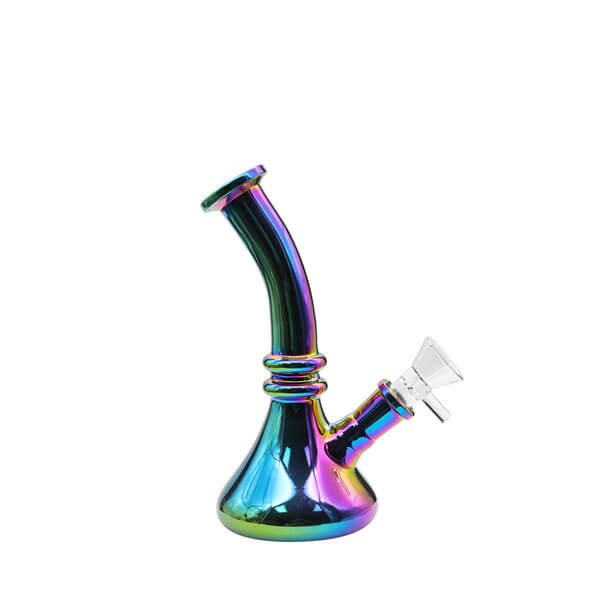 Bent Neck Full Electroplated Beaker Waterpipe | 8 inch product image