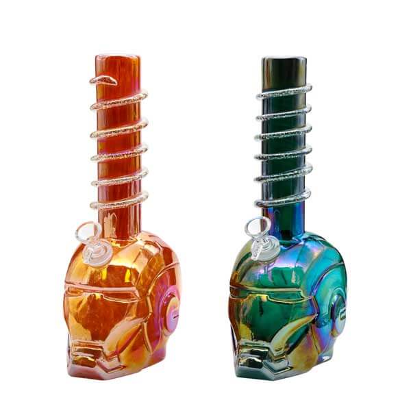 Soft Glass Electroplated Iron Beaker Waterpipe (JJ20/12-R) | 11 inch | Assorted Colors product image