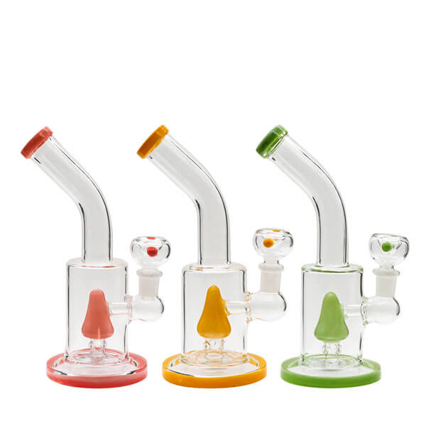Bent Neck Colored with Cone Perc Waterpipe | 8 inch | Assorted Colors product image