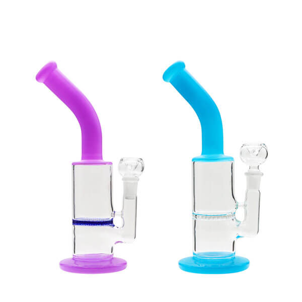 Colored Bent Neck with Honeycomb Perc Waterpipe | 10 inch | Assorted Colors product image
