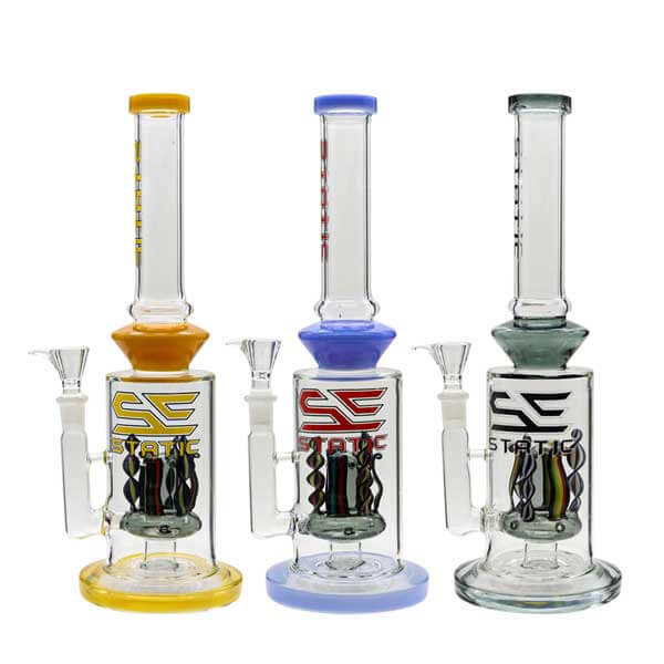 Static Sour Stripe Perc Waterpipe | 12 inch | Assorted Colors product image