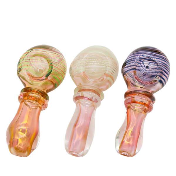 Rose Gold 2 Ring Swirl Handpipe | 4 inch | Assorted Colors product image