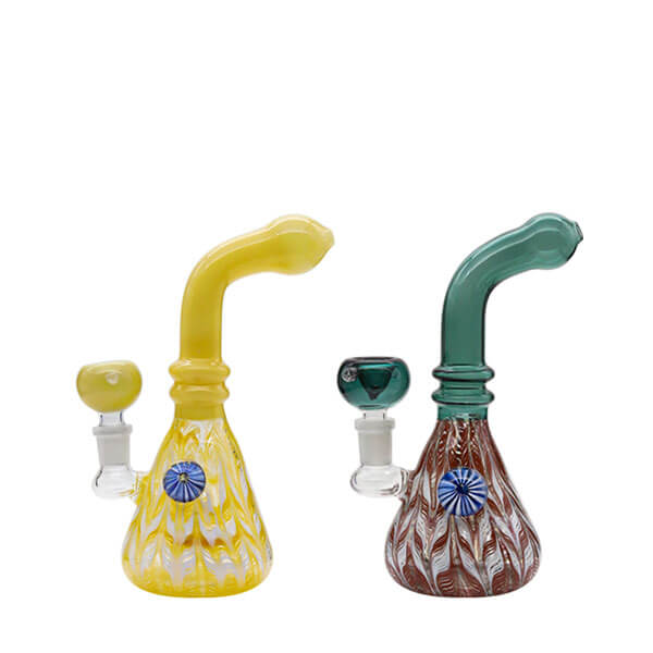 Bent Neck Colored Mouthpiece with Marble Pendant Waterpipe | 7 inch product image