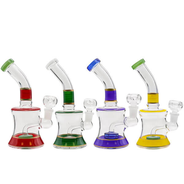 Bent Neck Painted Rig Waterpipe | 8 inch | Assorted Colors product image