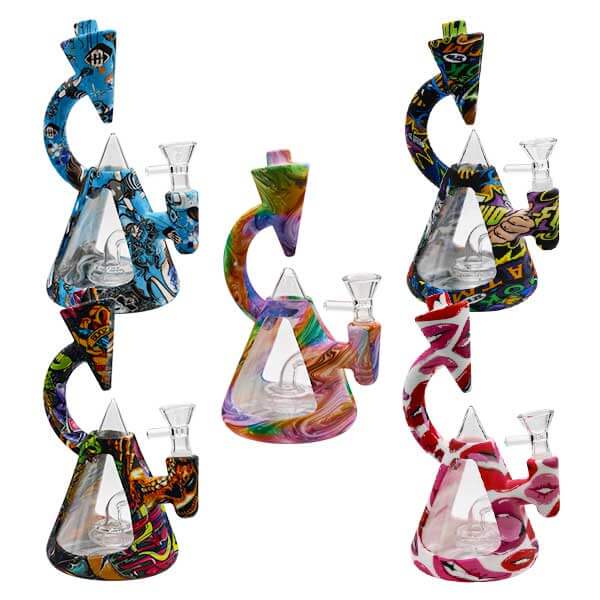 Silicone Telescopic with Glass Cone Waterpipe | 8 inch | Assorted Colors product image