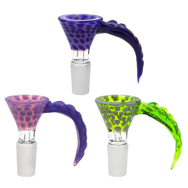 Fumed Bowl with Long Leaf Handle | 14mm | Male | Assorted Colors product image