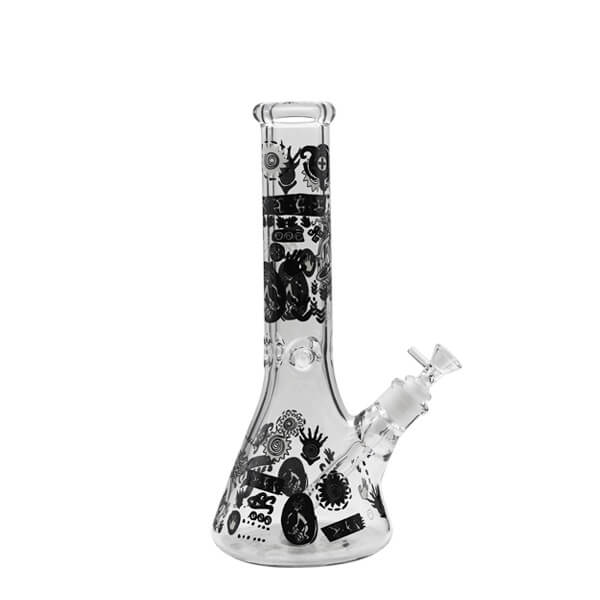 Drum Roll Glow in the Dark 7mm Beaker Waterpipe (XD-303) | 14 inch product image