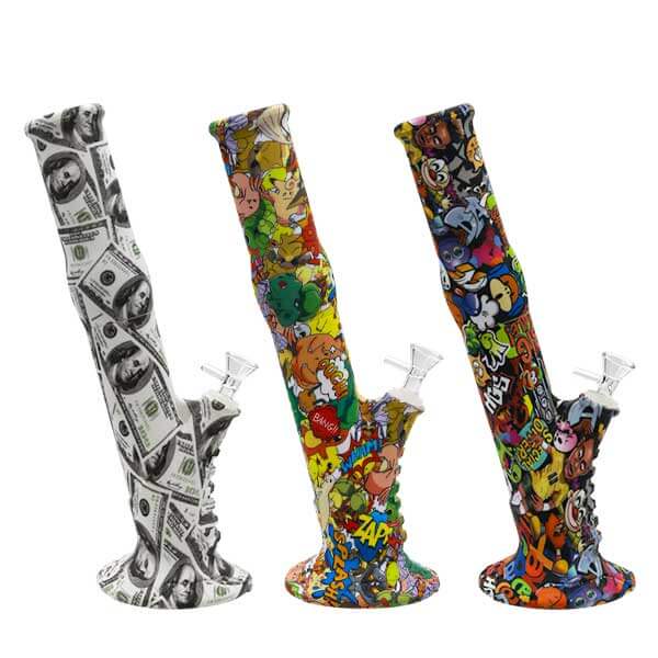 Silicone Bent Mix Character Straight Tube (SP-2315) | 14 inch | Assorted Designs product image