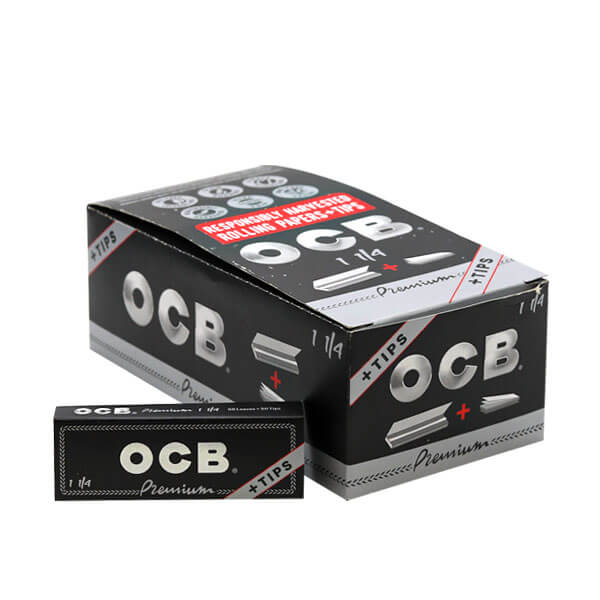 OCB Premium Rolling Papers + Tips | 1 1/4 | 24 Count Display product image