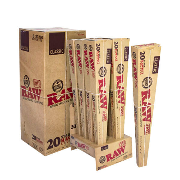 Raw Classic Cones | 20 Stage Rawket Launcher | 8 Count Display product image