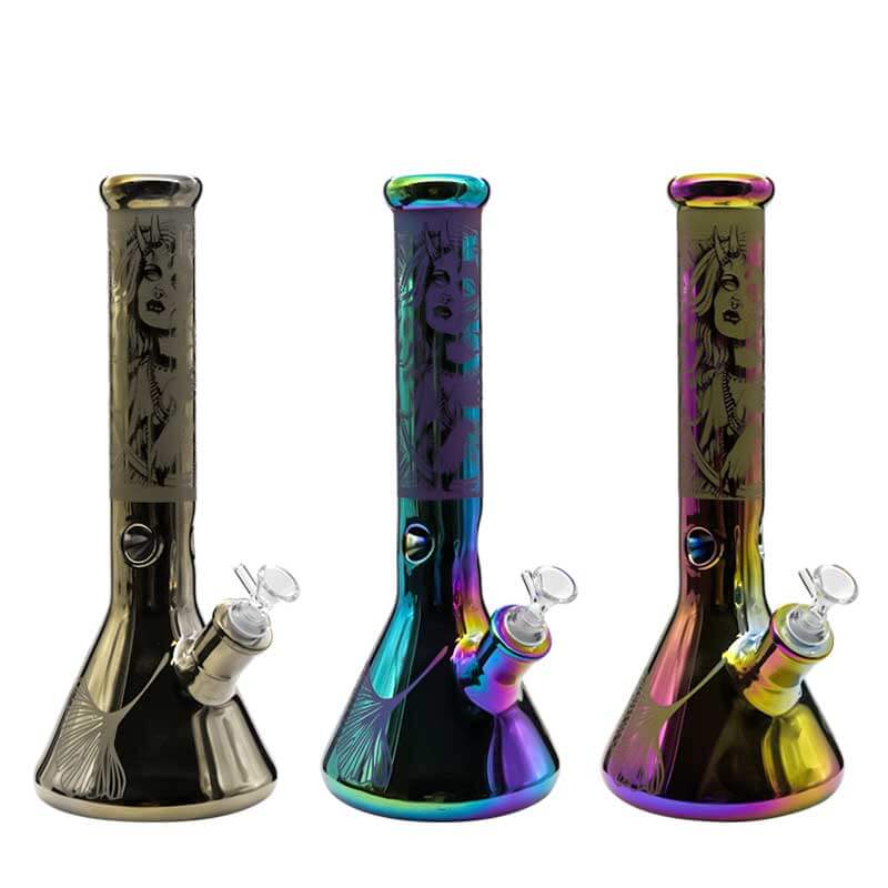 Metallic She Devil Themed 7mm Beaker Waterpipe (OT-011) | 14 inch | Assorted Colors product image
