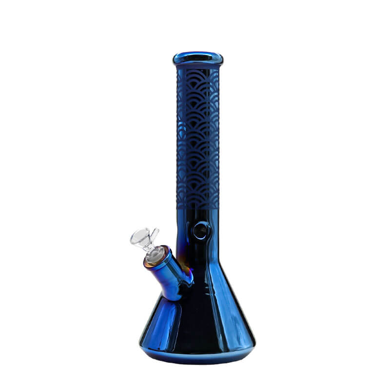 Electroplated Aurora Pinched 5mm Beaker Waterpipe (NH-015) | 14 inch product image