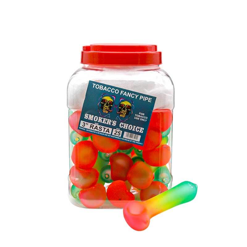 Rasta Handpipes (HMD29) | 3 inch | 25 Count Display product image