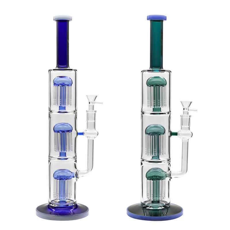 Triple Level 8 Arm Tree Perc Straight Waterpipe (XD-69) | 18 inch | Assorted Colors product image