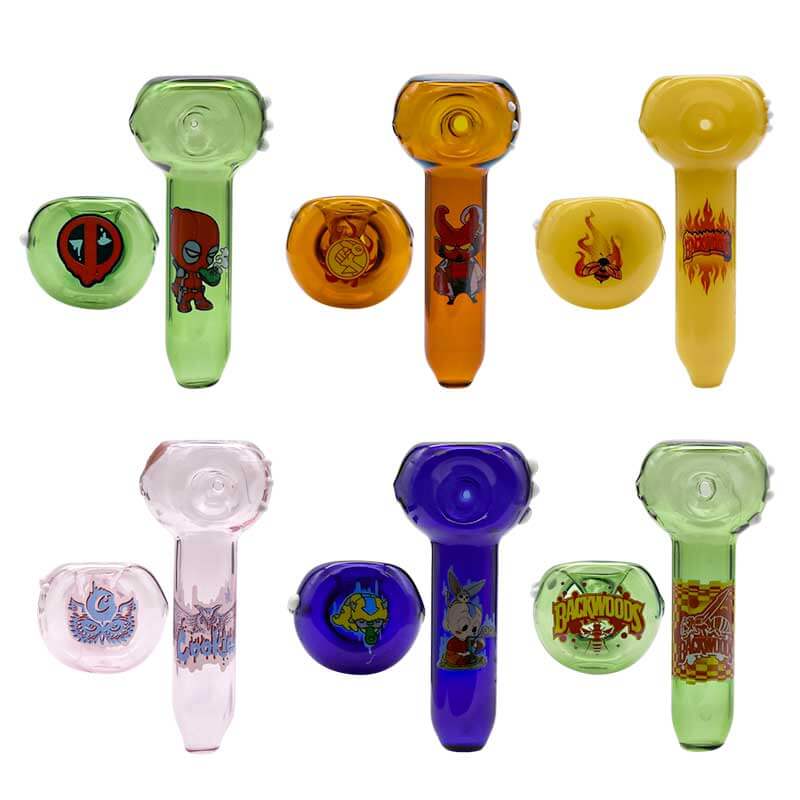 Glass Handpipes with Sticker Print  - image 1 of 2