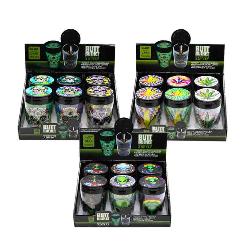 Butt Bucket LED Glow in the Dark Ashtray | 6 Count Display product image