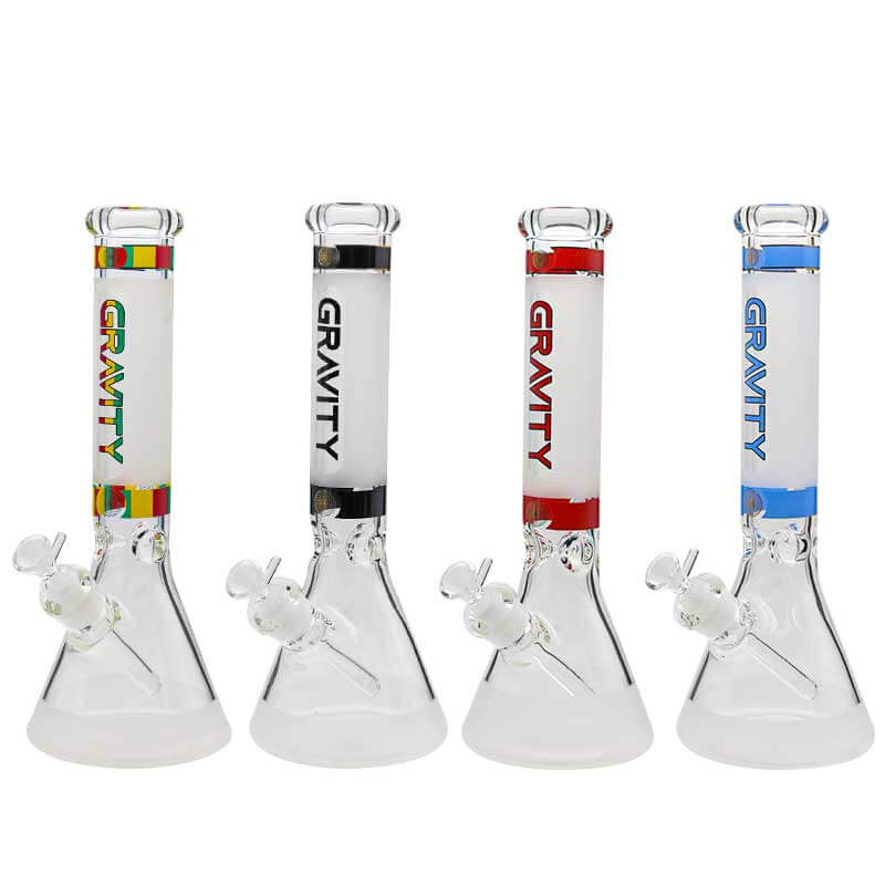 Gravity Mist Frosted Printed 7mm Beaker Waterpipe (A602) | 14 inch | Assorted Colors product image