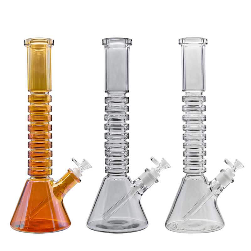 9 Discs Heavy 7mm Beaker Waterpipe (A804) | 16 inch | Assorted Colors product image