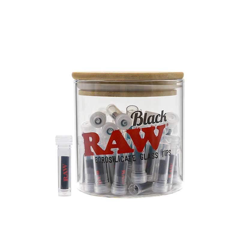 RAW Black Borosilicate Glass Tips | 50 Count Jar product image