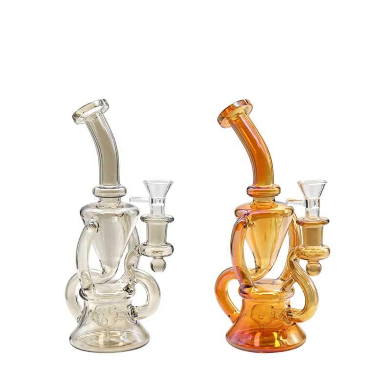 Three Poly Chamber Electroplated Recycler Waterpipe (ES-2985) | 8 inch product image