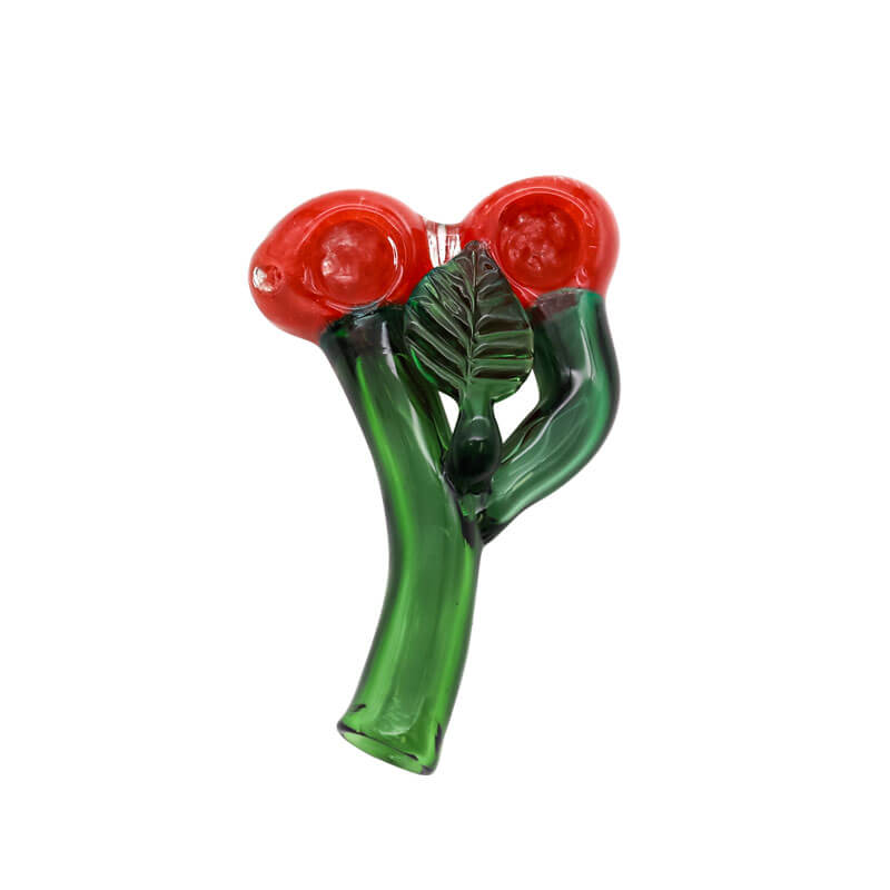Double Bowl Cherry with Leaf Handpipe (SB-1789) | 5 inch product image