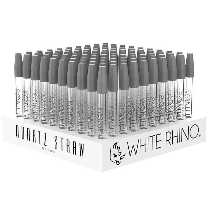 White Rhino Quartz Dab Straw With Silicone Cap | 100 Count Display product image